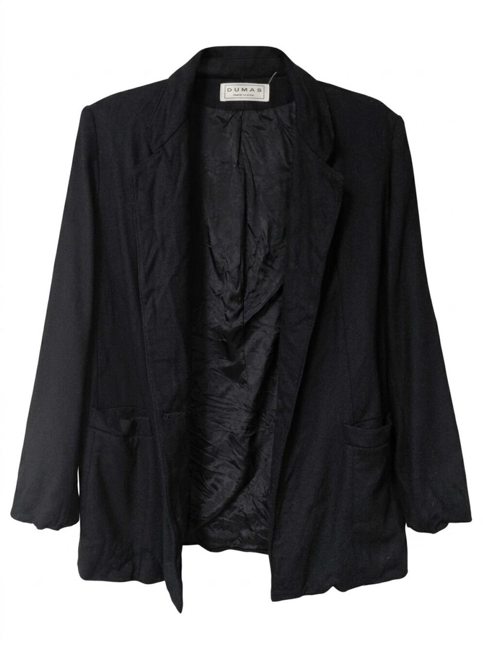 Vintage Dumas 100% Wool Made in USA Black Blazer Women See Measurements